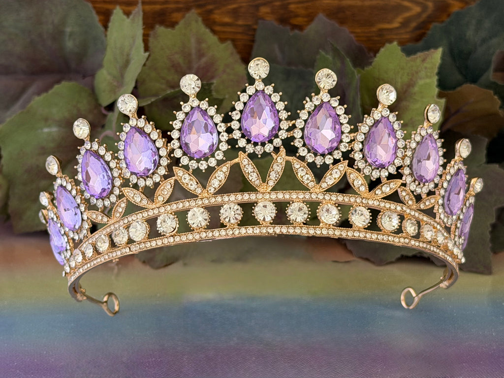 Lilac Enchantment Gold Tiara | Quinceañera & Milestone Birthday