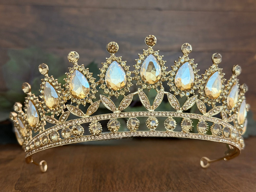 Full Champagne Vintage Tiara | Sophisticated Pageant & Gala