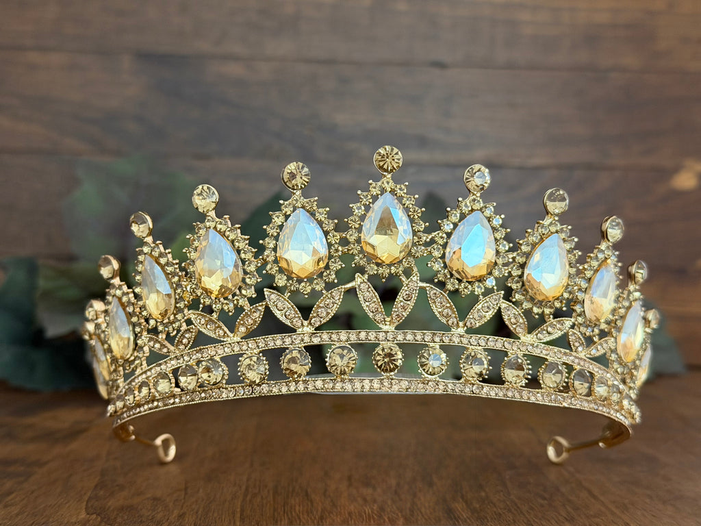 Full Champagne Vintage Tiara | Sophisticated Pageant & Gala