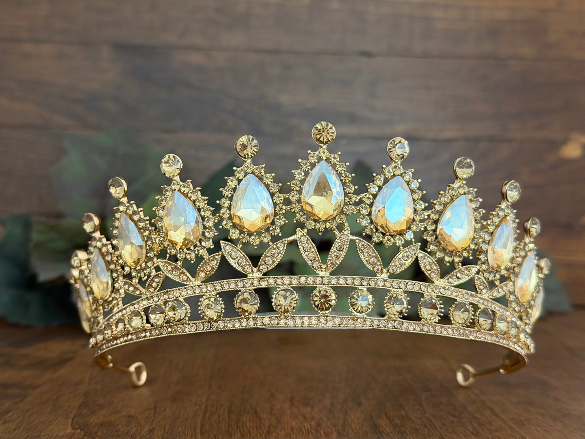 Full Champagne Vintage Tiara | Sophisticated Pageant & Gala