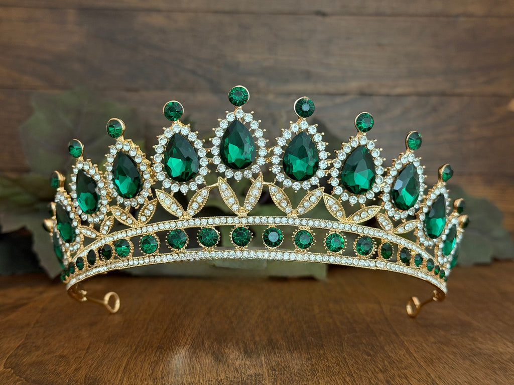 Green Teardrop Tiara | Wedding, Prom & Pageant Headpiece