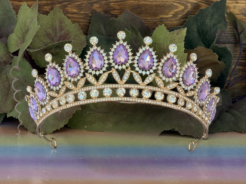 Lilac Enchantment Gold Tiara | Quinceañera & Milestone Birthday