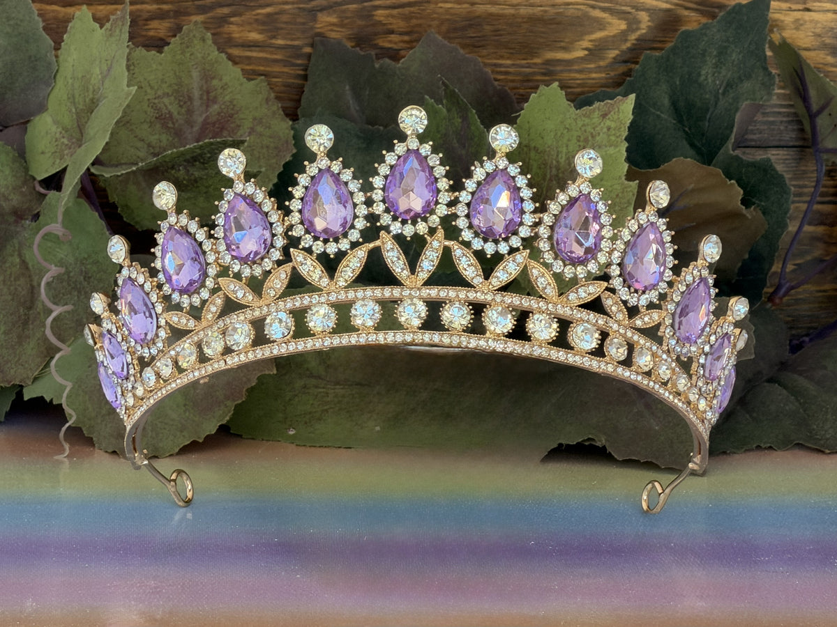 Lilac Enchantment Gold Tiara | Quinceañera & Milestone Birthday