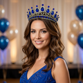 Birthday-pageant portrait featuring your Royal Blue Teardrop Antique Tiara