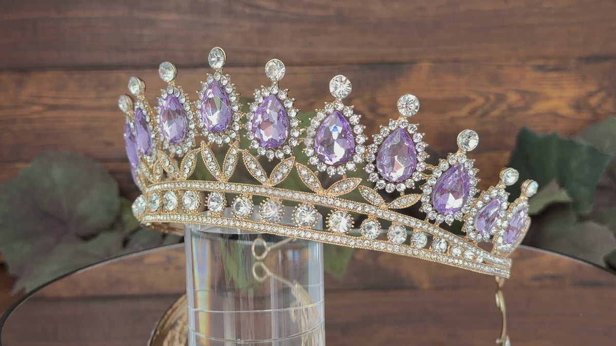 Lilac Enchantment Gold Tiara | Quinceañera & Milestone Birthday