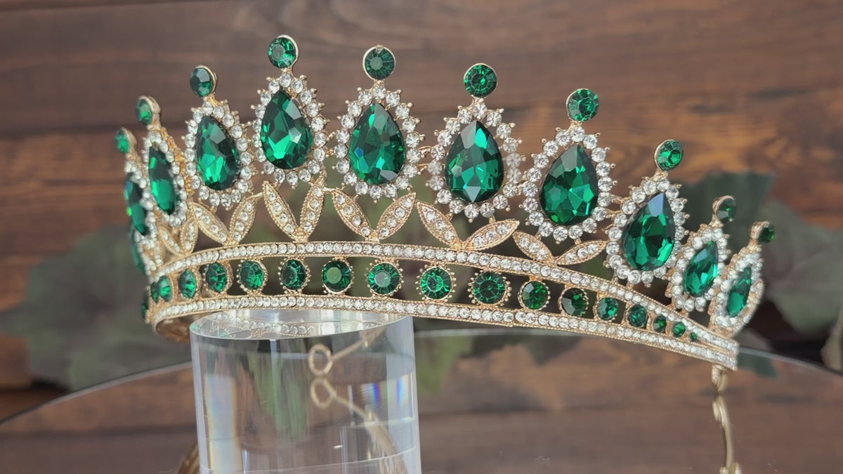 Green Teardrop Tiara | Wedding, Prom & Pageant Headpiece