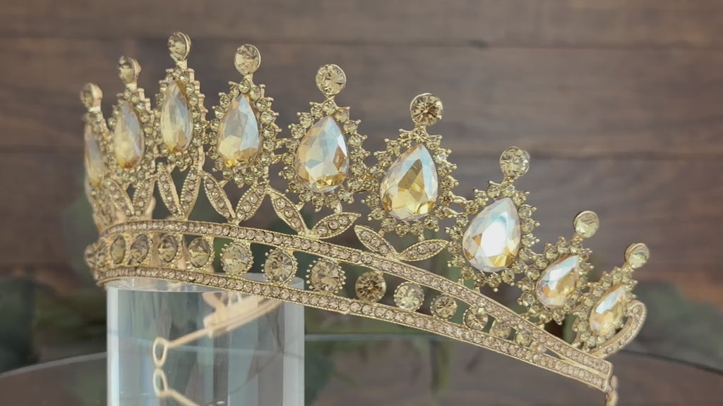 Full Champagne Vintage Tiara | Sophisticated Pageant & Gala