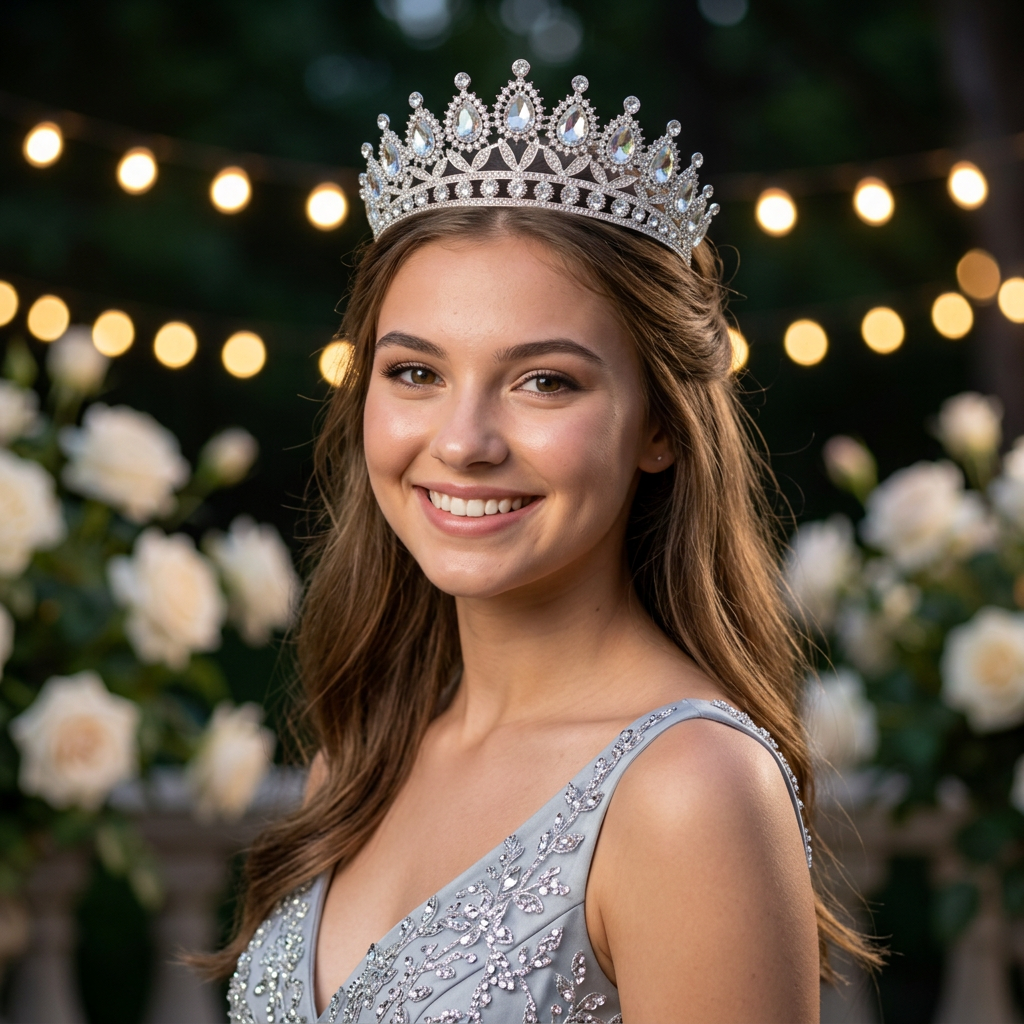 Prom portrait featuring your Silver Crystal Diadem